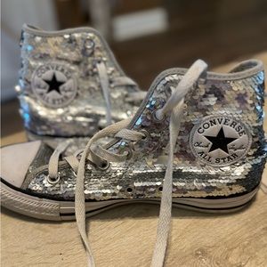 Silver sequin Converse.